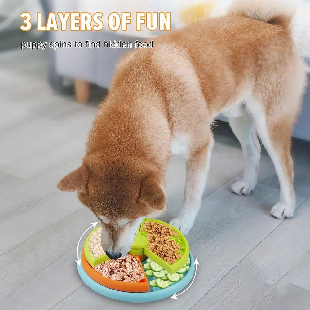 Three Level Slow Feeder Dog Bowl Non Slip Interactive Puzzle Feeder For Dogs