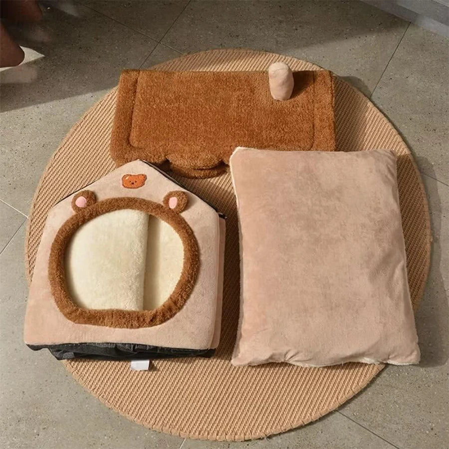 Foldable Cat Cave Bed Washable For Extra Small Dogs And Small To Medium Cats