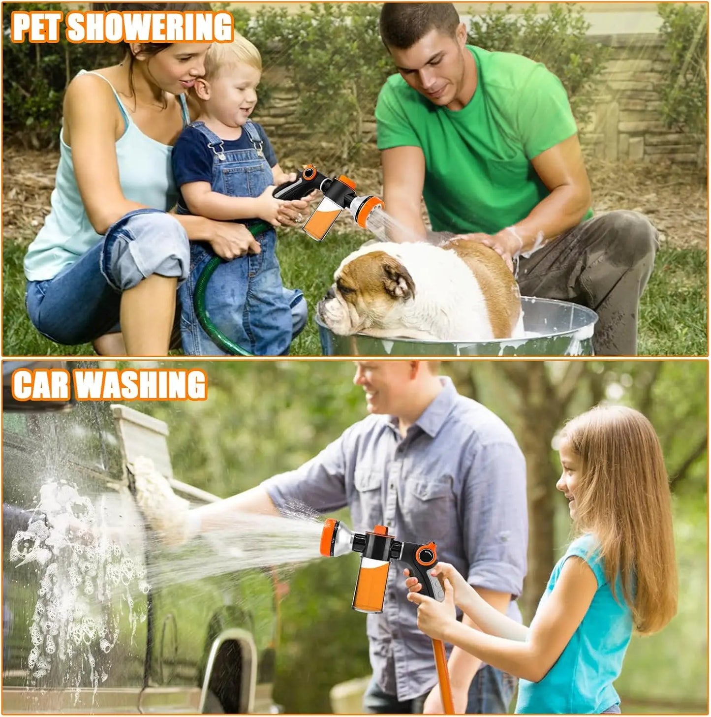 Dog Washing Hose Attachment With 8 Spray Patterns Soap Dispenser Gloves Brush