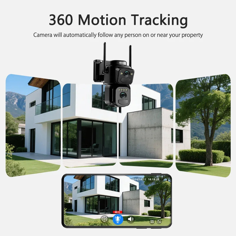 SZSINOCAM Dual Lens Solar WiFi Outdoor Security Camera With 24 Hour Recording