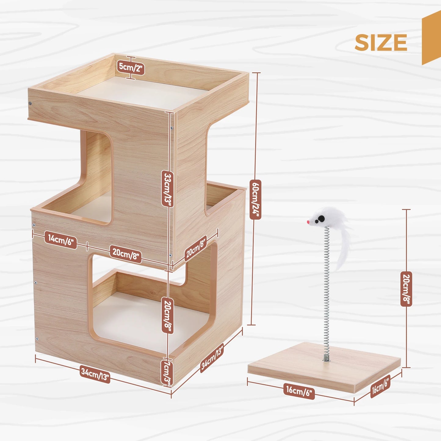 Wood Cat Condo House Bed With Removable Soft Mats Cat Tree Tower Scratcher