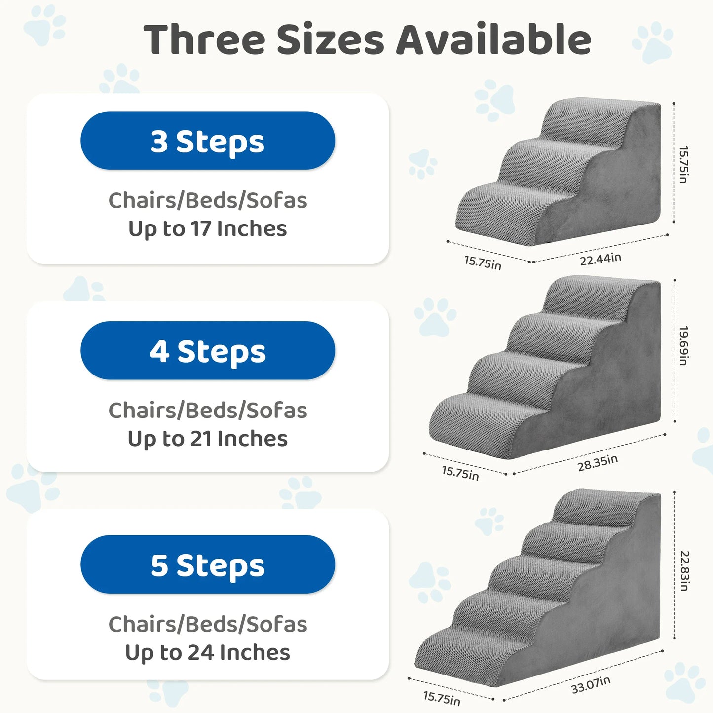 Curved High Density Foam Dog Stairs for Small Dogs Non Slip Indoor Ramp