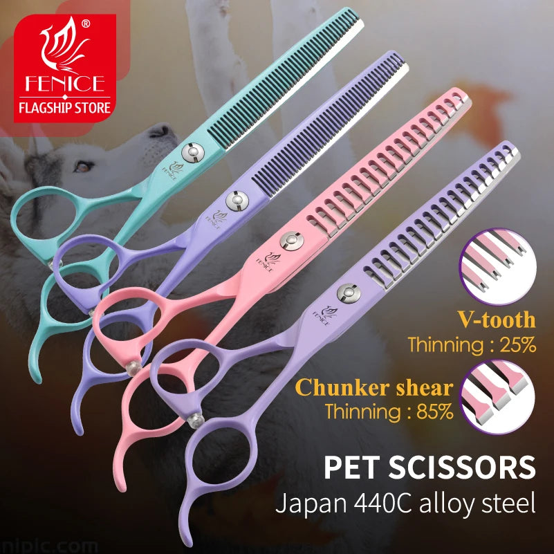 Fenice Professional Pet Thinning Scissors 6.5 Inch Stainless Steel Blade