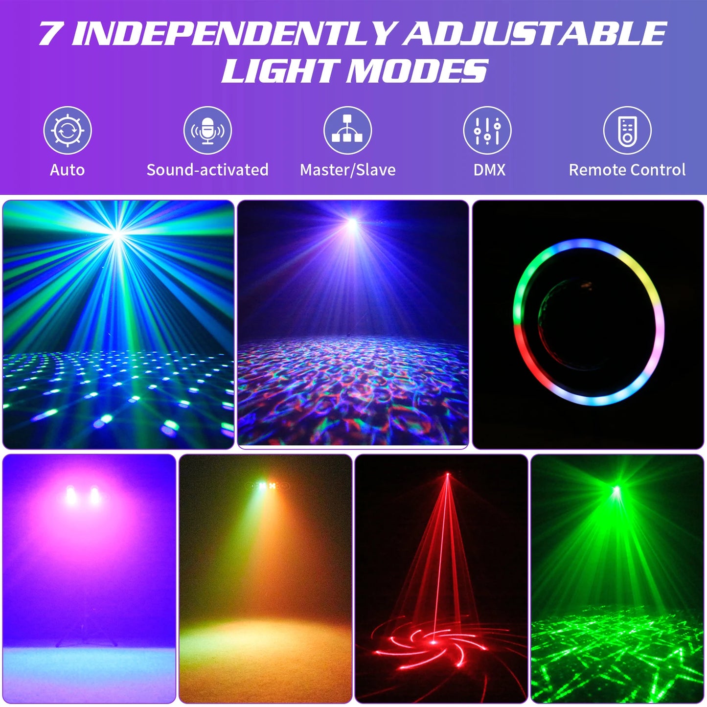 2 Pack 7 In 1 RGBW LED Light Stand Kit With Bag And Remote DJ Disco Party Lights