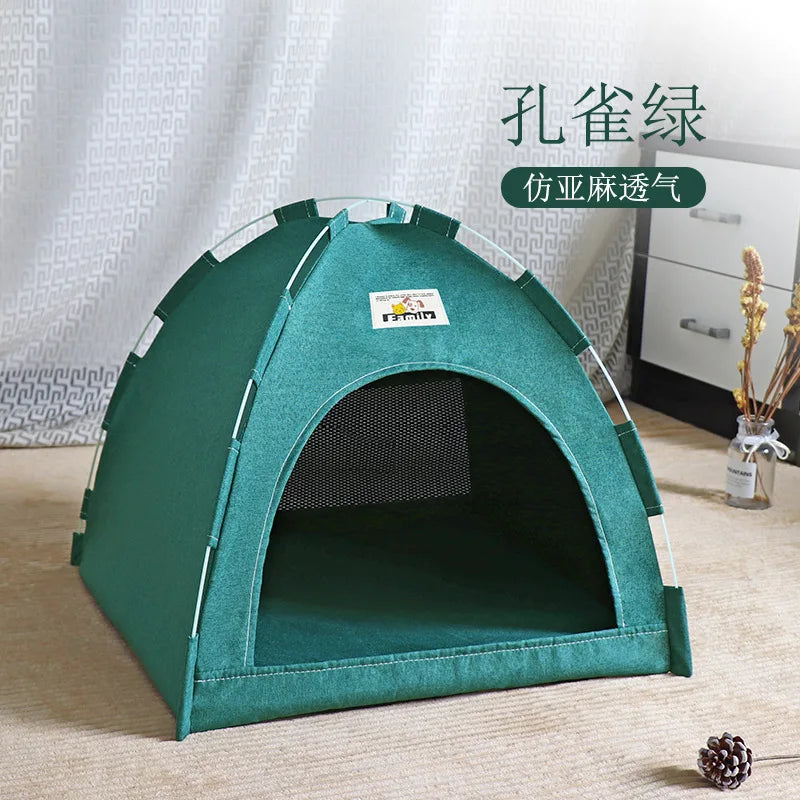 Removable Cat Tent Bed Canvas Sofa Basket Semi Enclosed Cat House Cat Cave