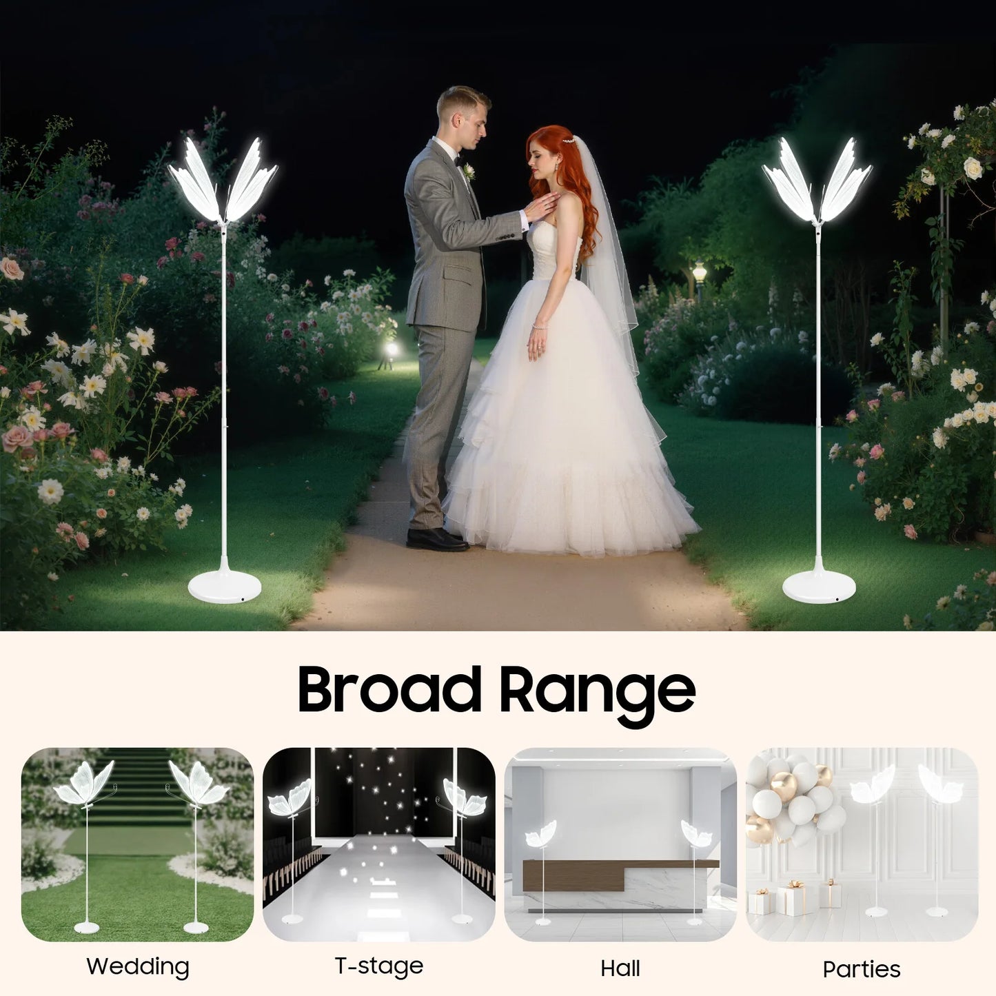 2 Pack Butterfly LED Floor Lamps Wedding Decor Adjustable Height 23 Inches