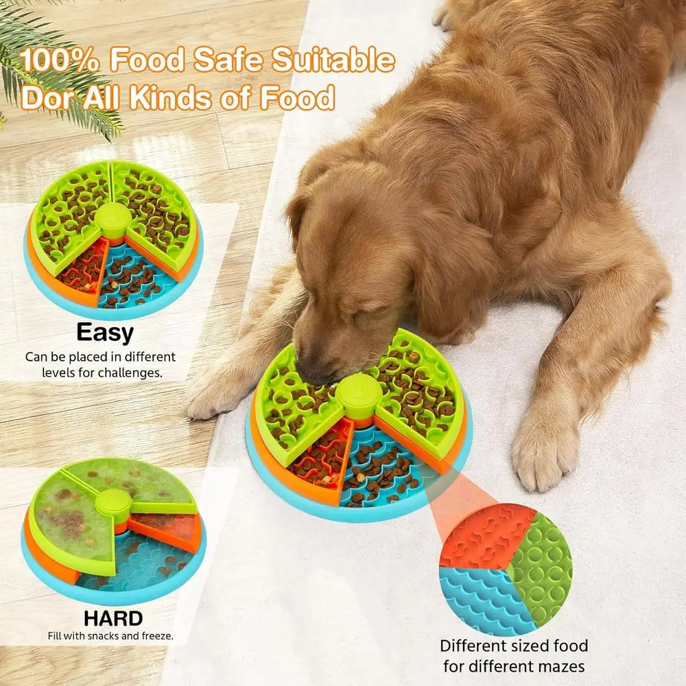 Three Level Slow Feeder Dog Bowl Non Slip Interactive Puzzle Feeder For Dogs