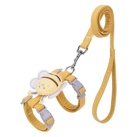 Cartoon Bee Cat Harness And Leash Set Adjustable For Small And Medium Pets