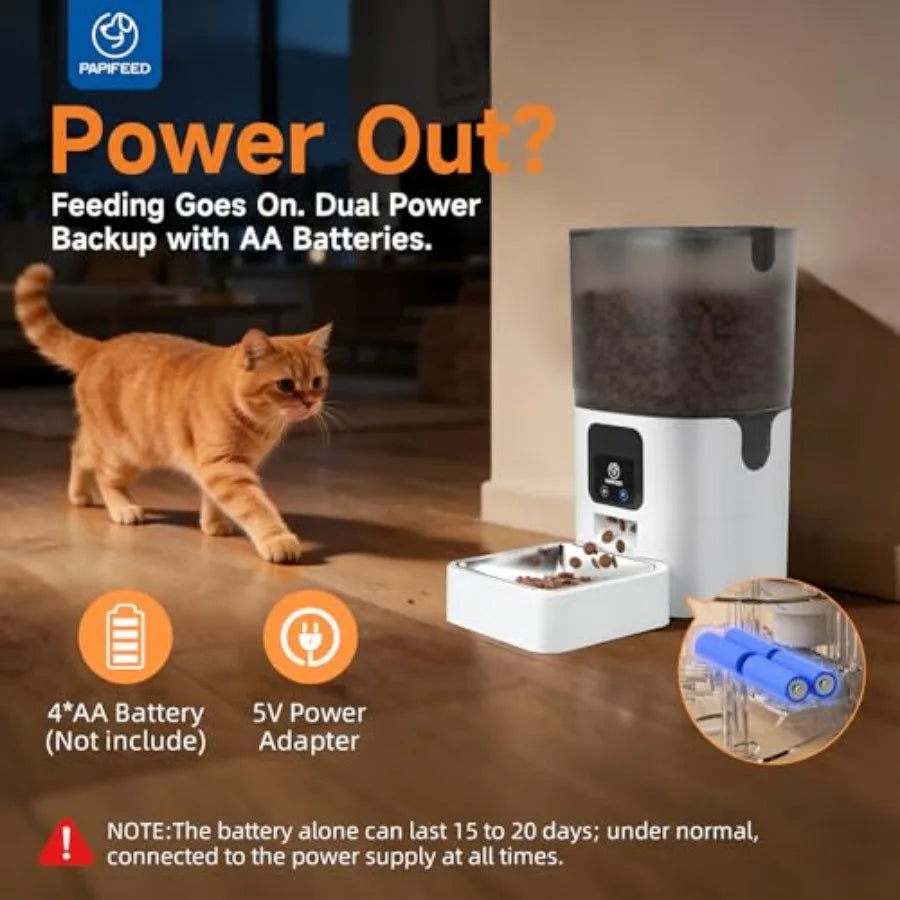 Automatic Cat Feeder With App Control 5G WiFi 6L Capacity Timed Dispenser