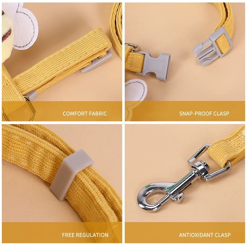 Cartoon Bee Cat Harness And Leash Set Adjustable For Small And Medium Pets