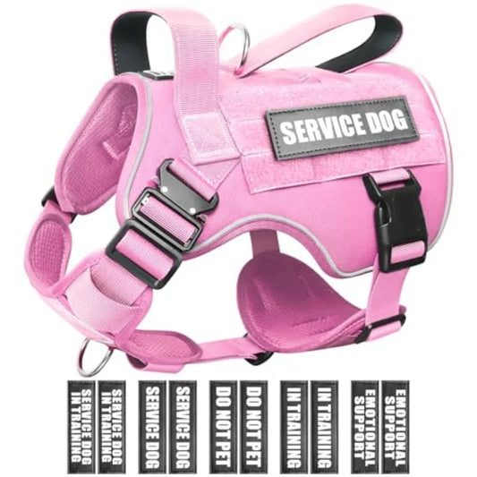 Heavy Duty Tactical Dog Harness MOLLE Vest With 10 Pet Patches And Buckles