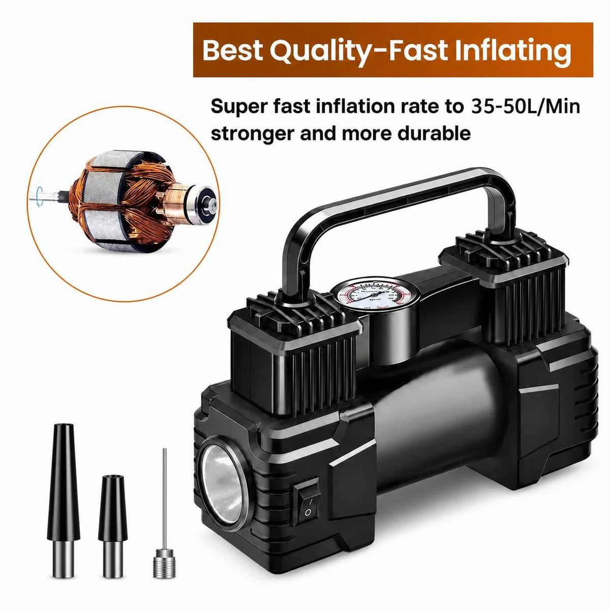 12V 150PSI Electric Tire Inflator Air Pump With LED Light For Car And Bicycle