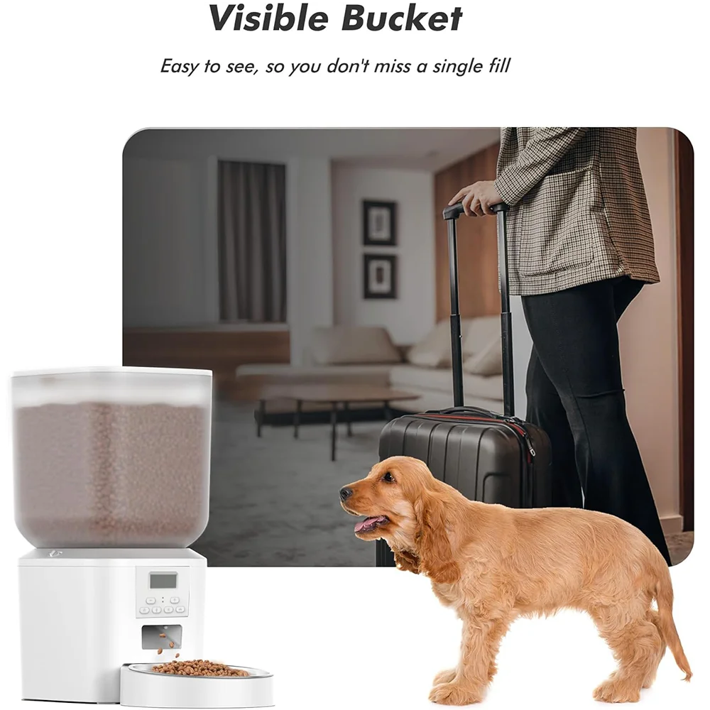 Nityers 8L Automatic Cat Feeder With Stainless Steel Bowl Timed Auto Dispenser