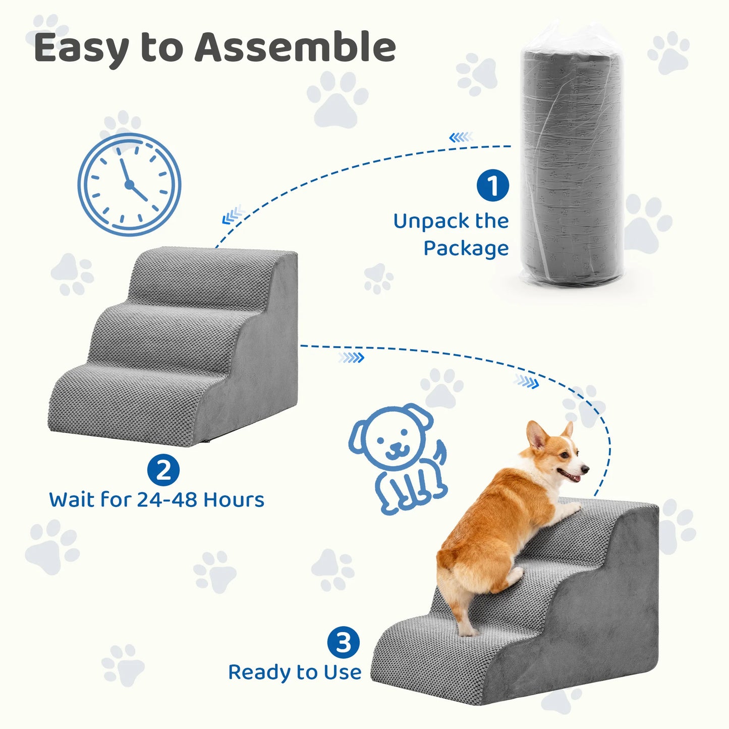 Curved High Density Foam Dog Stairs for Small Dogs Non Slip Indoor Ramp