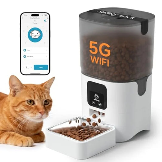 Automatic Cat Feeder With App Control 5G WiFi 6L Capacity Timed Dispenser