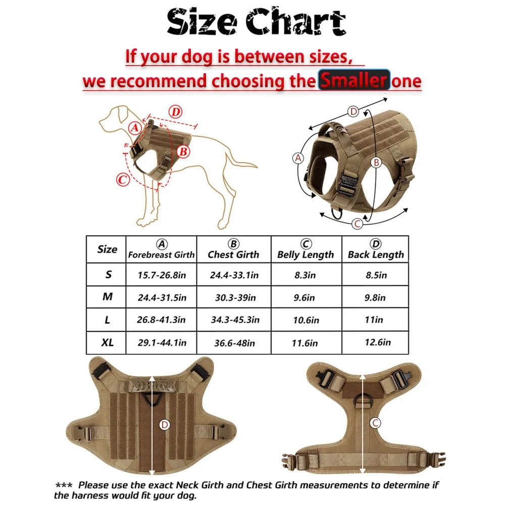 Adjustable Dog Harness And Collar Set Tactical Nylon Vest For All Breeds