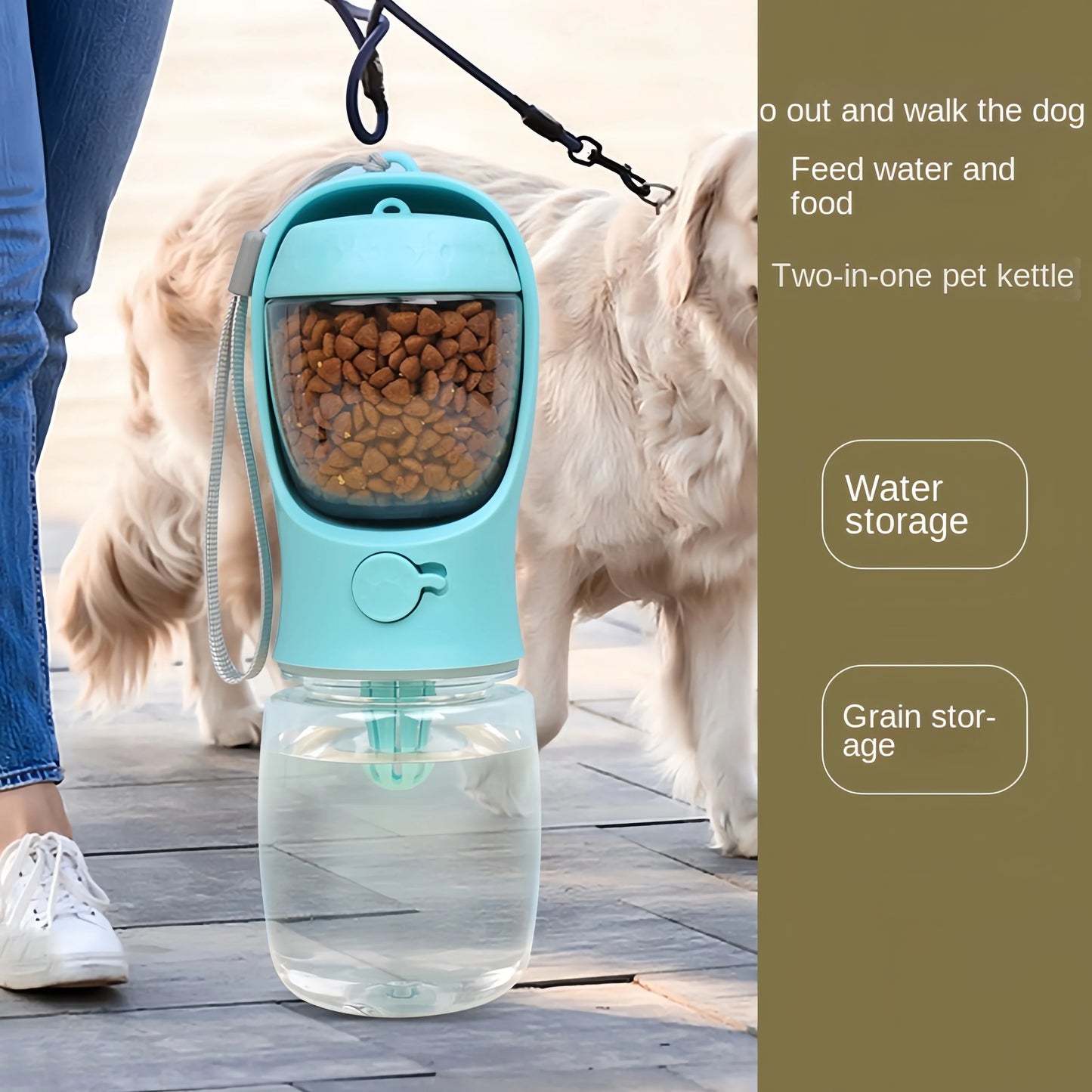 Portable Dog Cat Water Bottle With Food Storage for Pets Travel