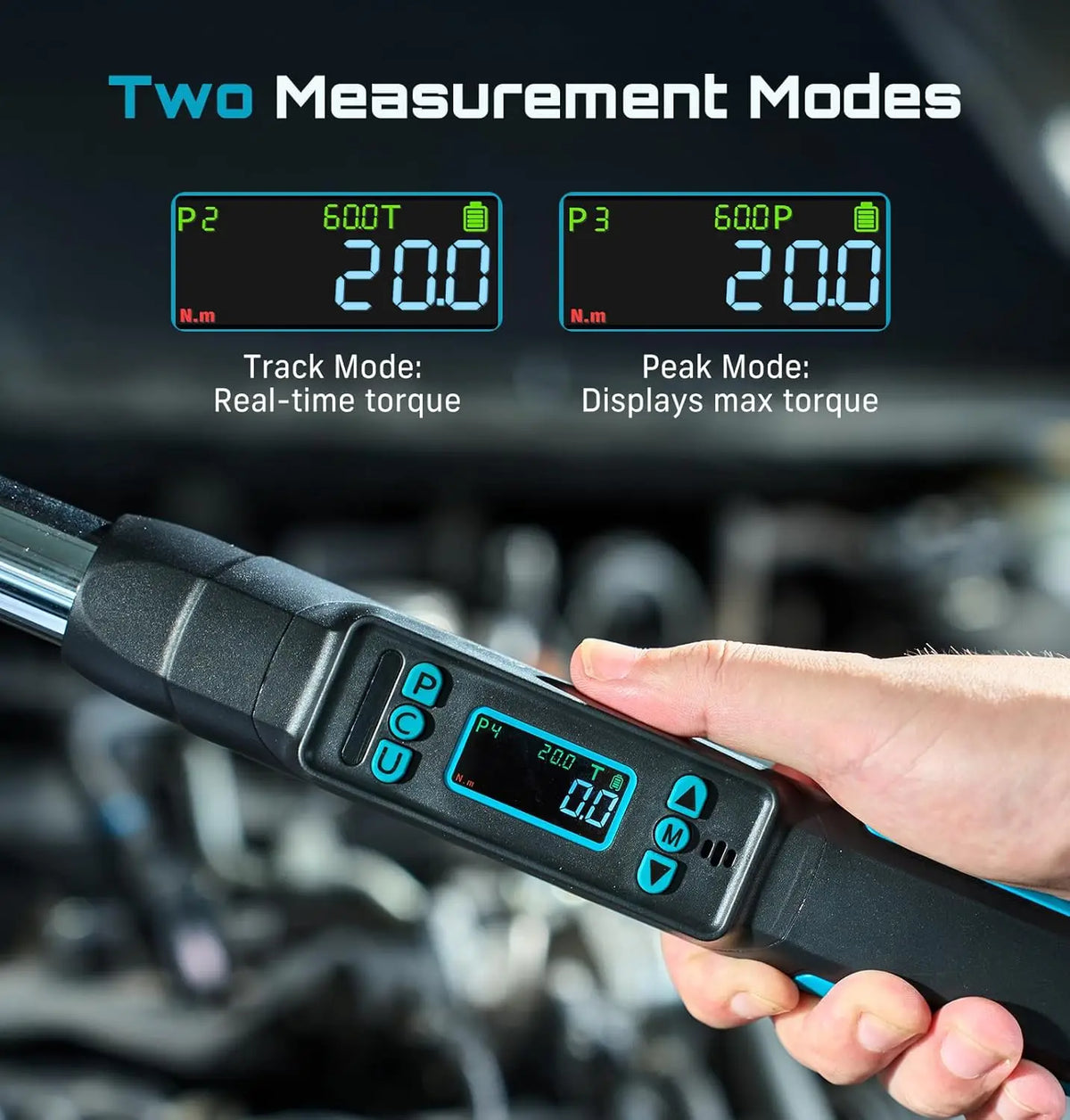 Seesii 3/8 Inch Digital Torque Wrench 220Nm LCD Display Modes