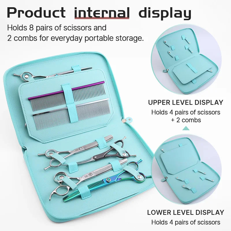 Fenice Barber Pet Scissors Storage Case Portable PU Leather Waterproof Pouch