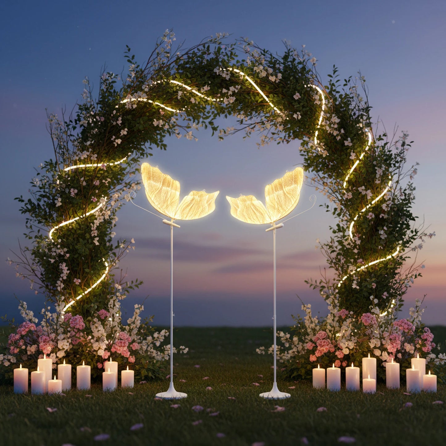 Two Pack Wedding Butterfly Floor Lamps With LED Wings Adjustable Height