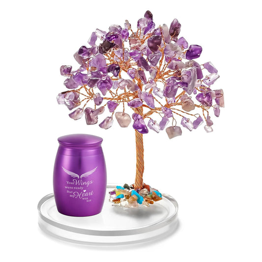Keepsake Urn Set of 2 Angel Wings Mini Urns for Pet and Human Ashes Amethyst