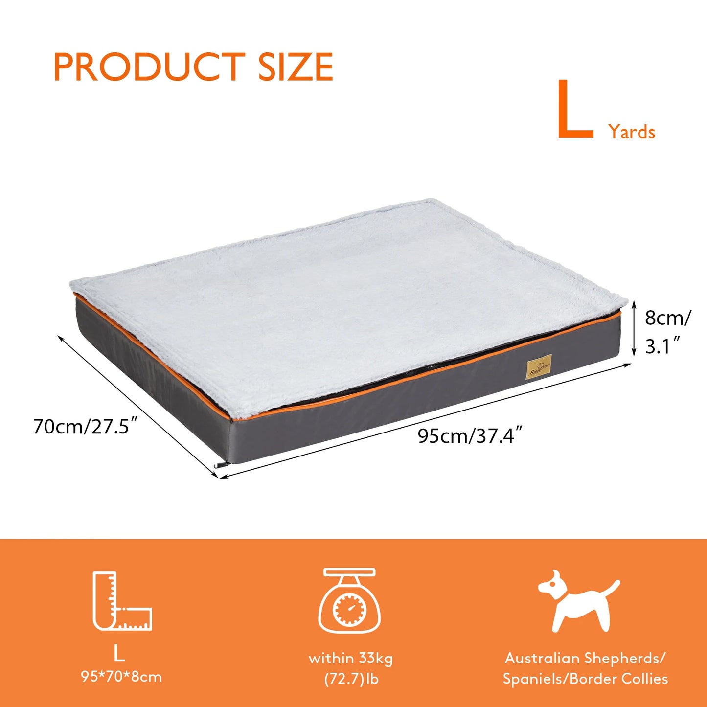 Large Orthopedic Dog Bed With Padded Foam Cushion And Waterproof Removable Cover