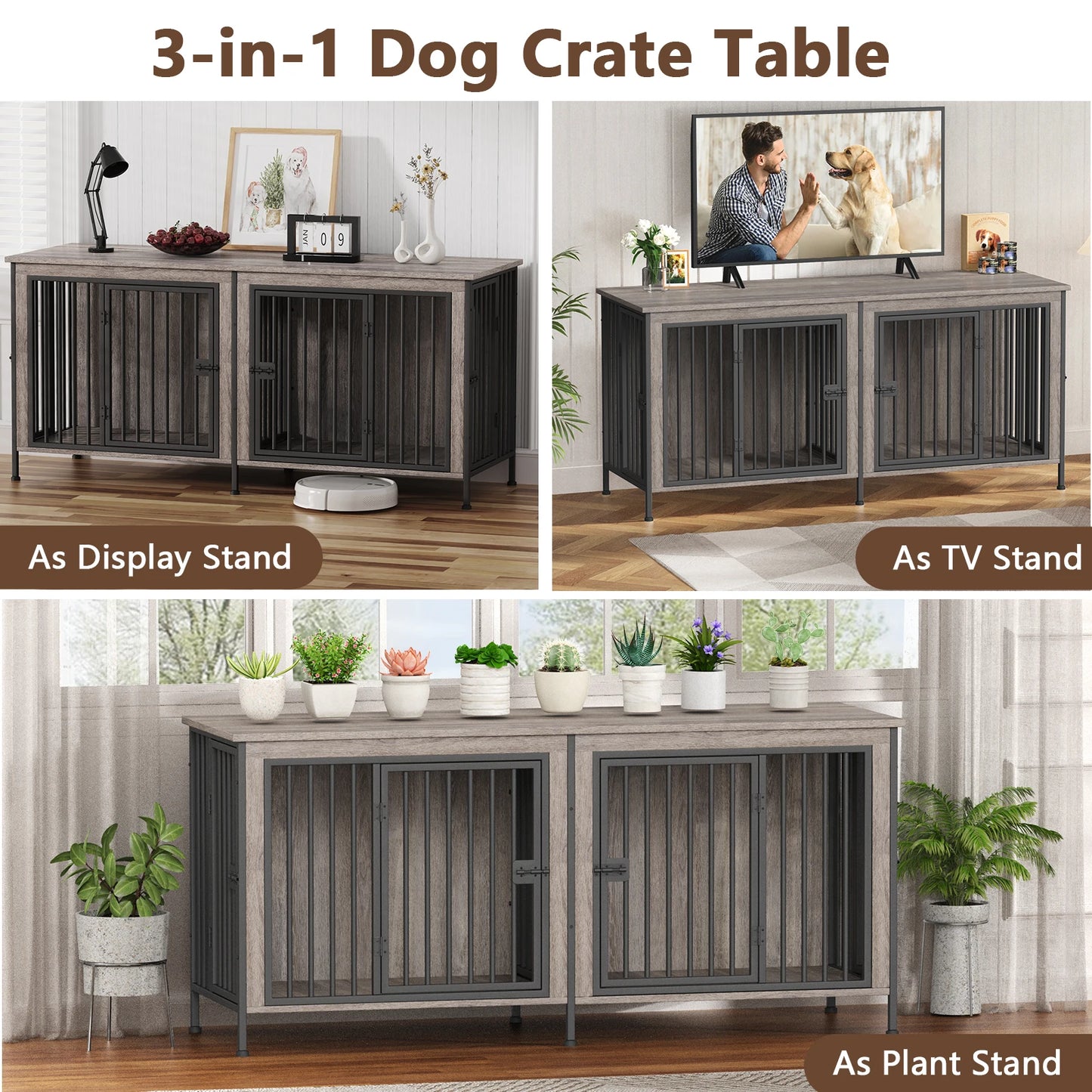 Heavy Duty Dog Crate Furniture Kennel Table TV Stand For Small Medium Large Dogs