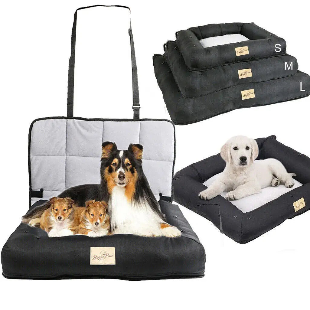 Dog Car Seat Bed Waterproof Cushion Removable Pad Cover And Safety Belt 3 Sizes