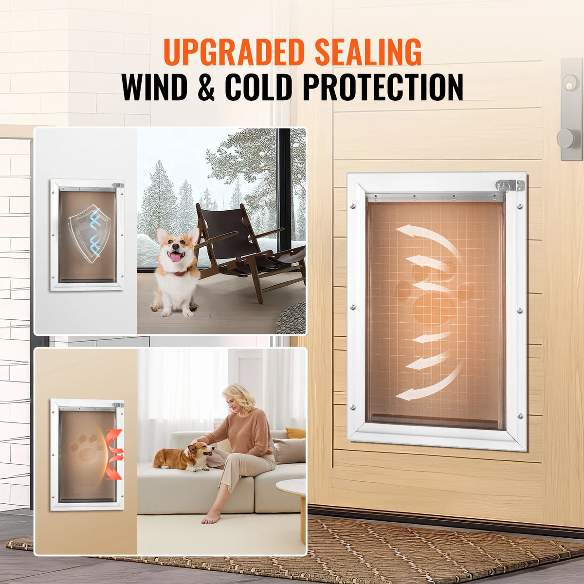 SucceBuy Aluminum Pet Door With Lock Weatherproof Flap System