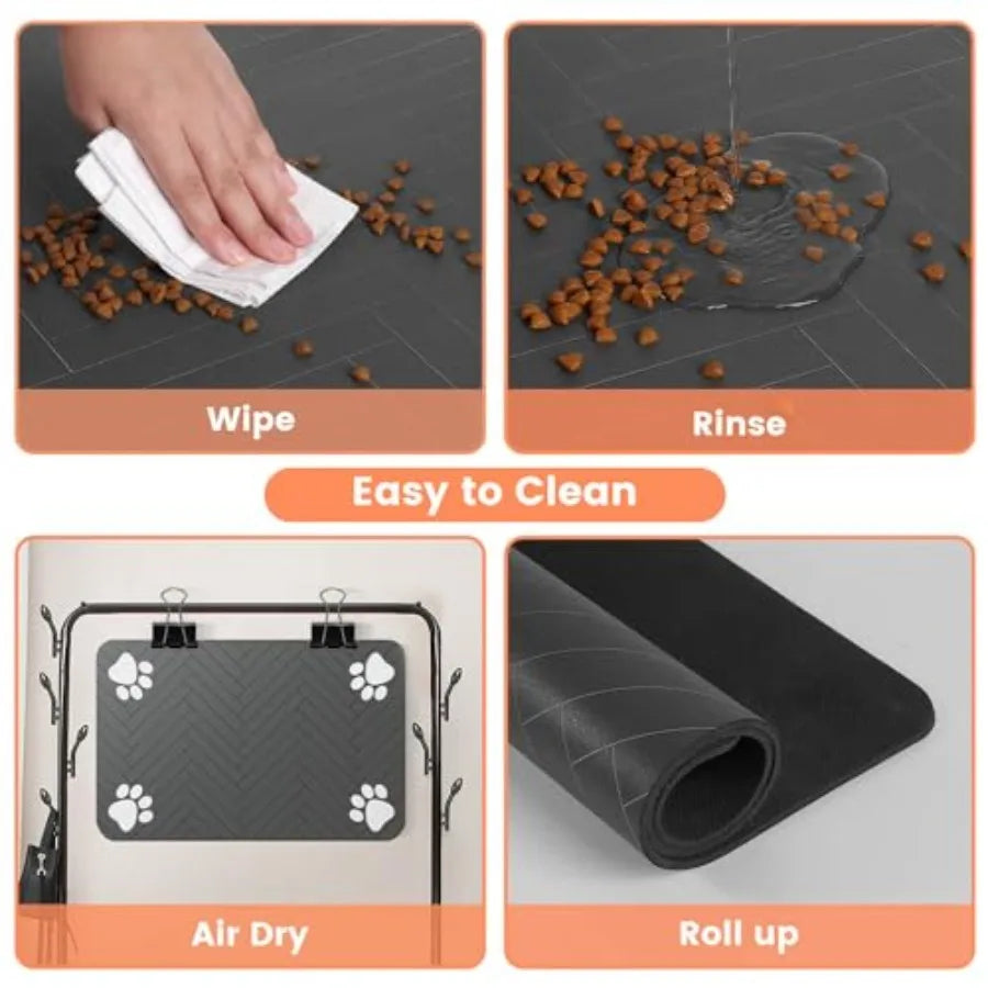 Pet Feeding Mat Absorbent Placemat For Bowls Waterproof Backing Quick Dry