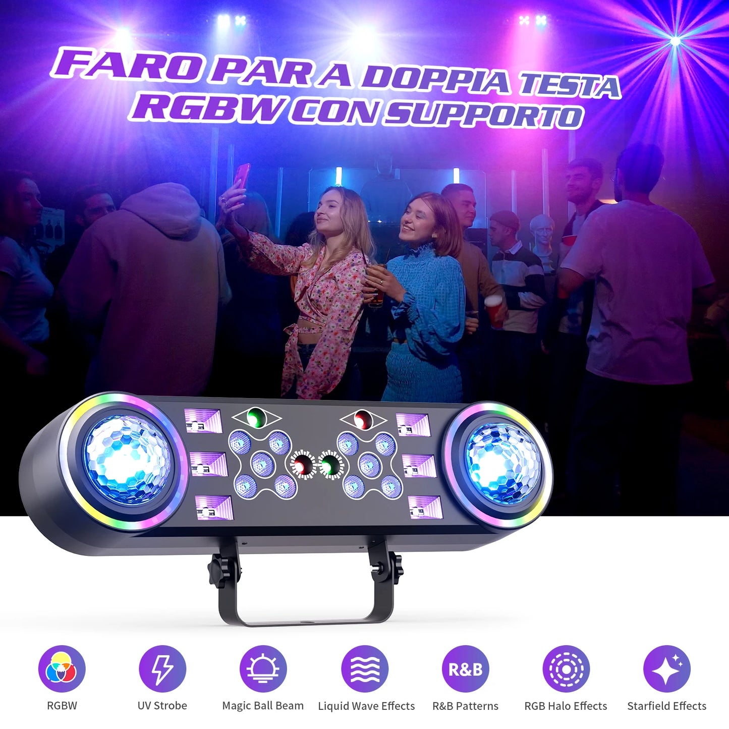 2 Pack 7 In 1 RGBW LED Light Stand Kit With Bag And Remote DJ Disco Party Lights