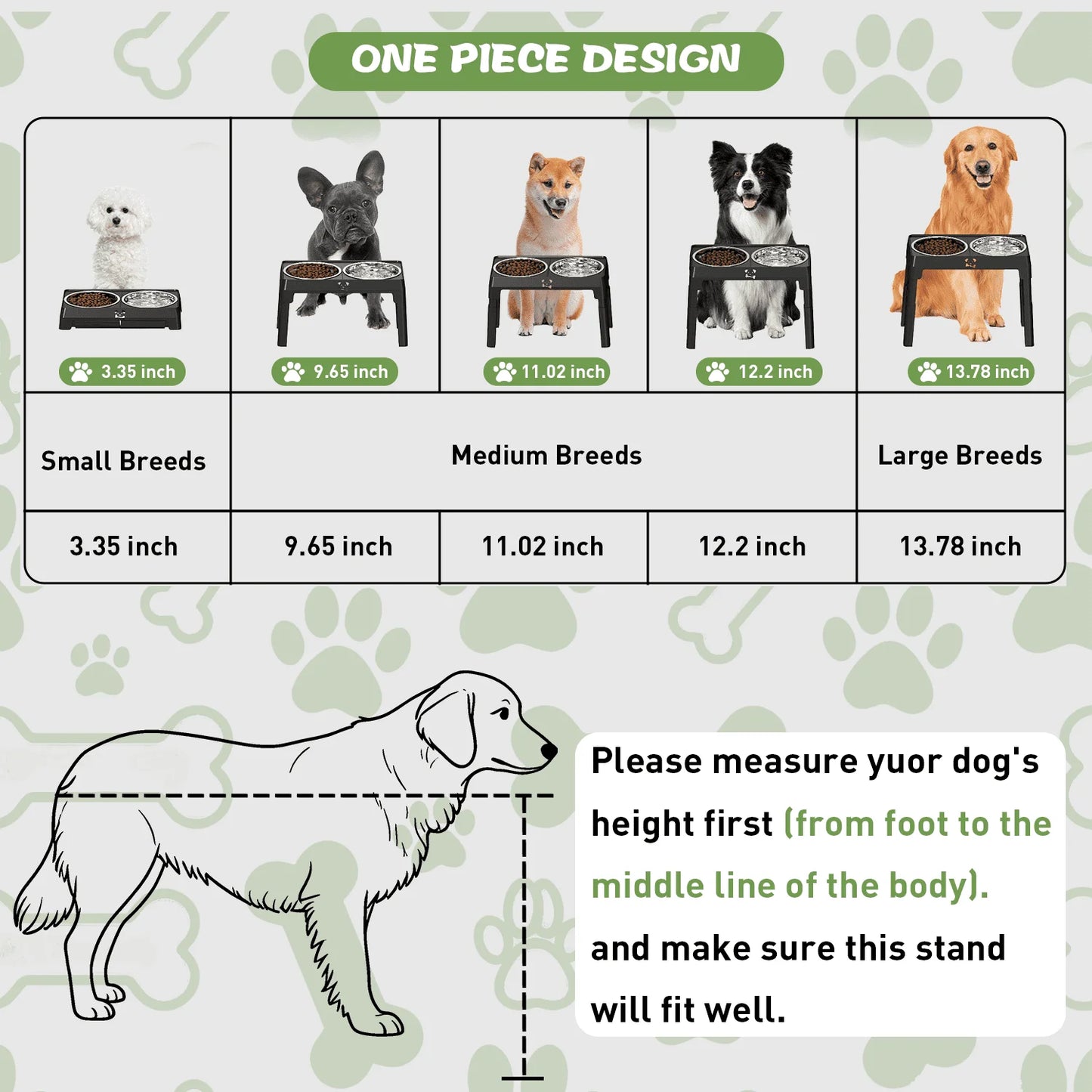 Elevated Dog Bowls Adjustable 5 Height Raised Feeder 2 Stainless Steel Bowls