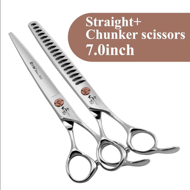 Fenice 7 Inch Stainless Steel Dog Grooming Scissors Curved Thinning Shears