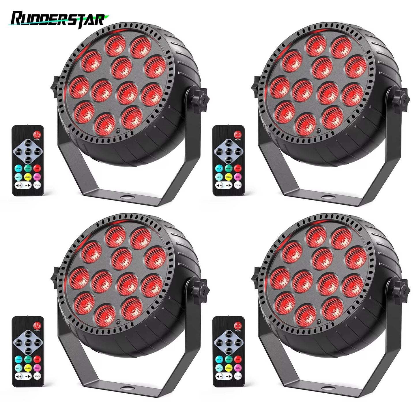 4PCS RGB Disco DJ Lights Wireless Rechargeable Par Lights 12LEDs Party Light