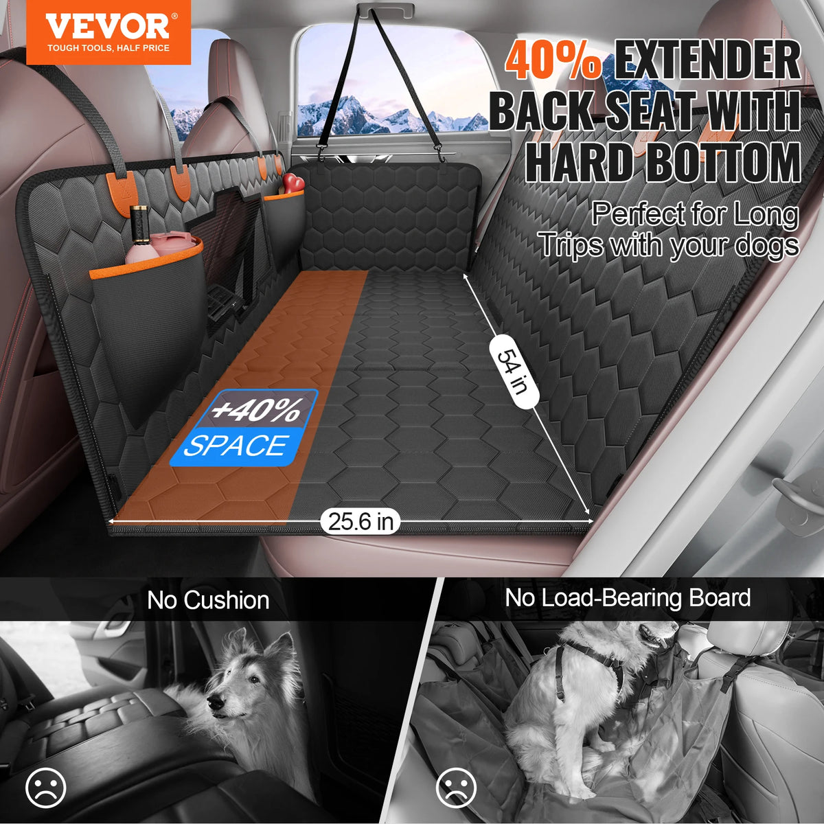 SucceBuy Dog Car Seat Cover Back Seat Extender 350 Lbs Pet Hammock With Storage