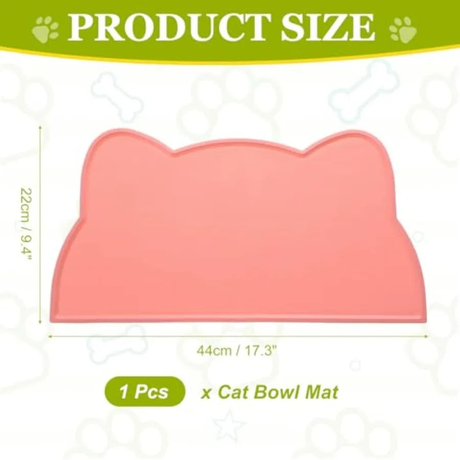 Cat Feeding Mat 17x9 Inch Silicone Non Slip Waterproof Tray With Raised Edge