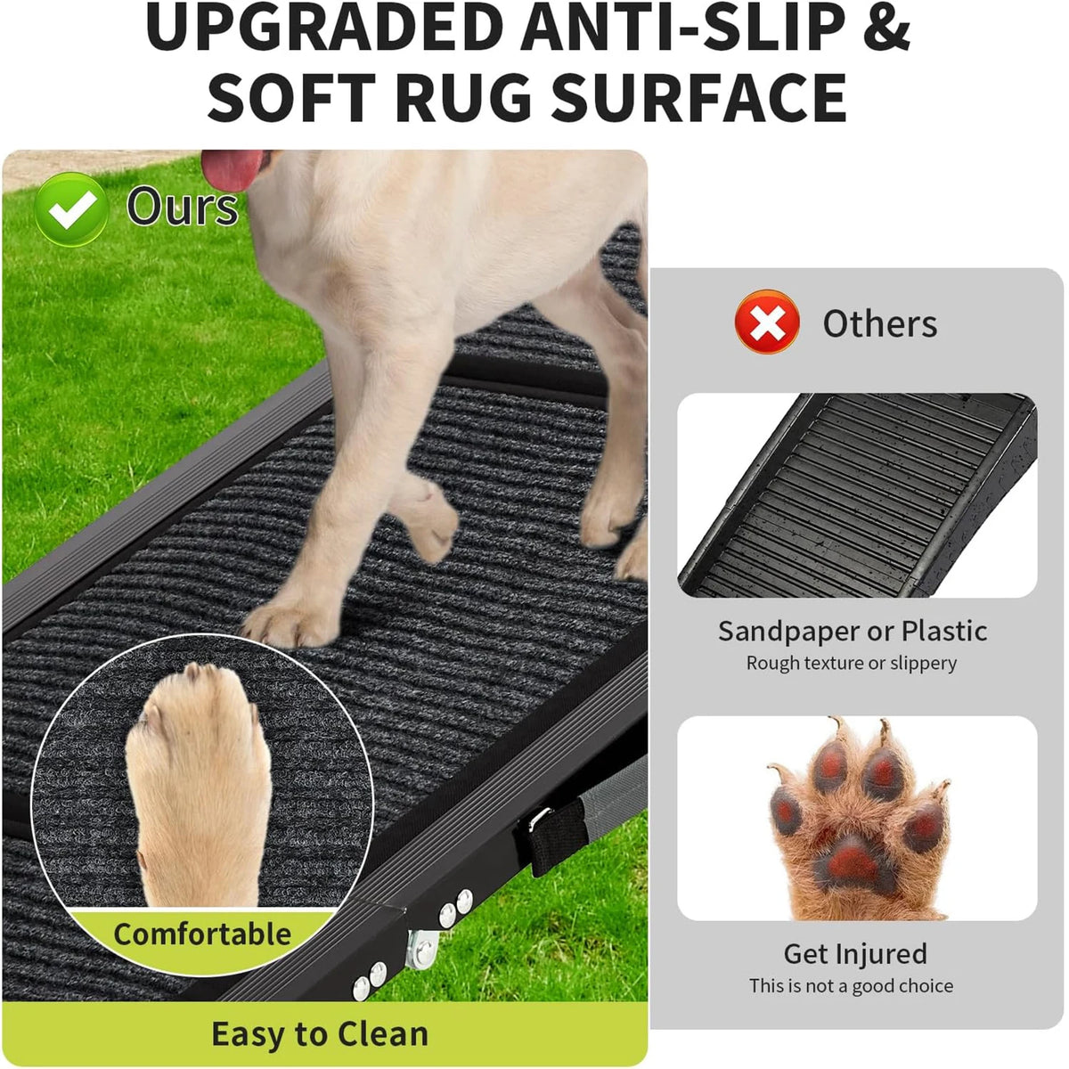 Foldable Dog Car Ramp Non Slip Surface Portable Heavy Duty Pet Ramp 250 Lbs