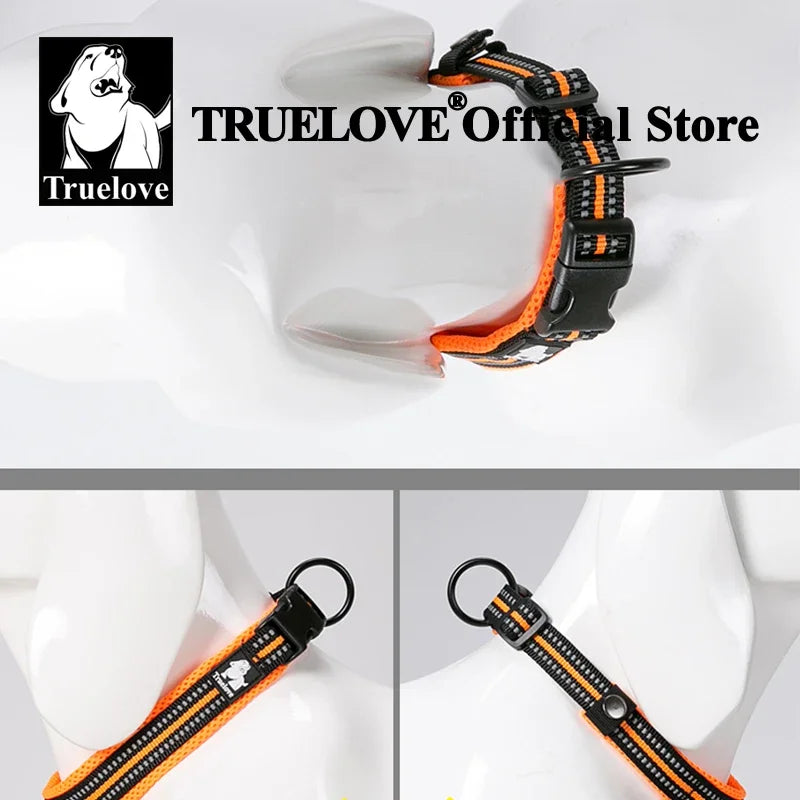 Truelove Reflective Nylon Dog Collar Adjustable Padded Heavy Duty TLC5011