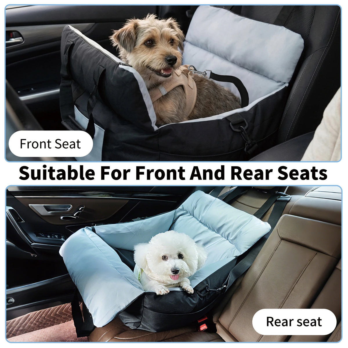 Portable Dog Car Seat Booster With Safety Belt And Removable Washable Cover