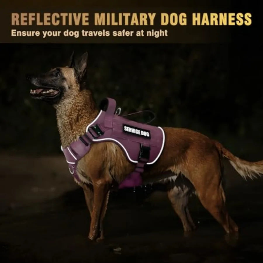 Heavy Duty Tactical Dog Harness MOLLE Vest With 10 Pet Patches And Buckles