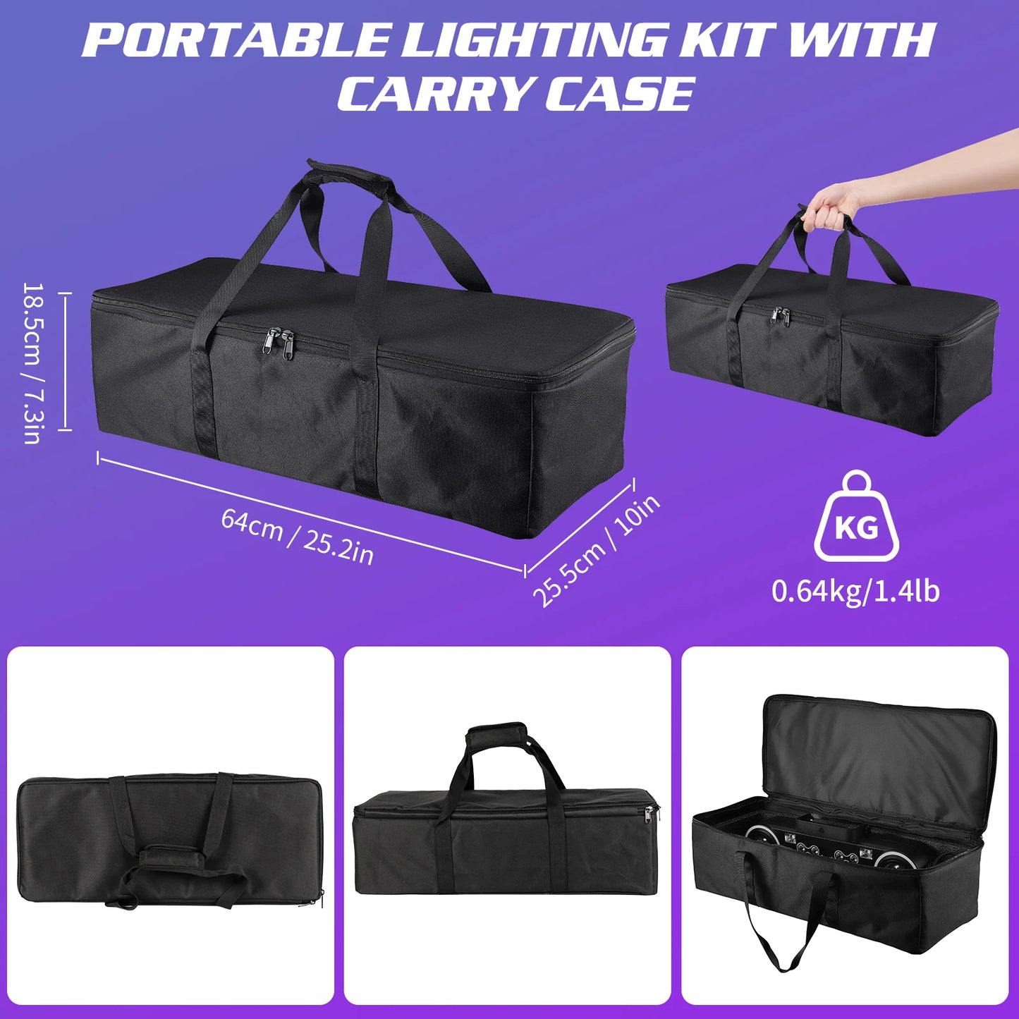2 Pack 7 In 1 RGBW LED Light Stand Kit With Bag And Remote DJ Disco Party Lights