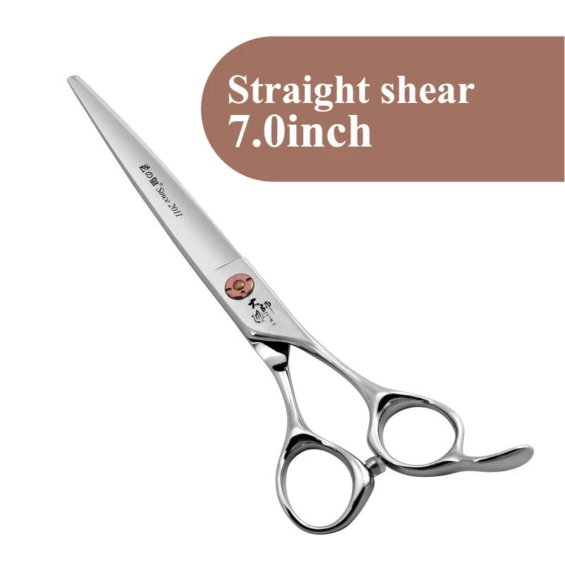Fenice 7 Inch Stainless Steel Dog Grooming Scissors Curved Thinning Shears