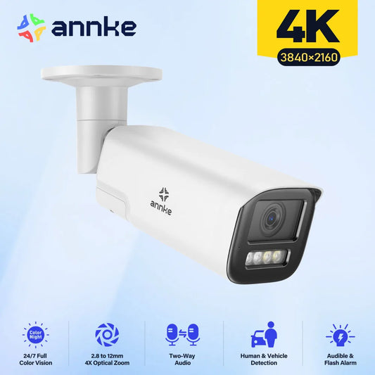 ANNKE 4K 4X Zoom Dual Light Varifocal IP Camera IP67 With Vehicle Detection