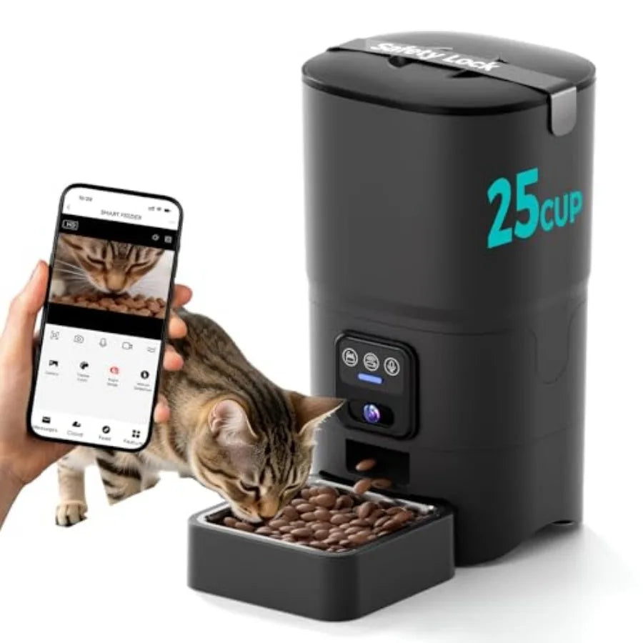 Automatic Cat Feeder With App Control 5G WiFi 6L Capacity Timed Dispenser