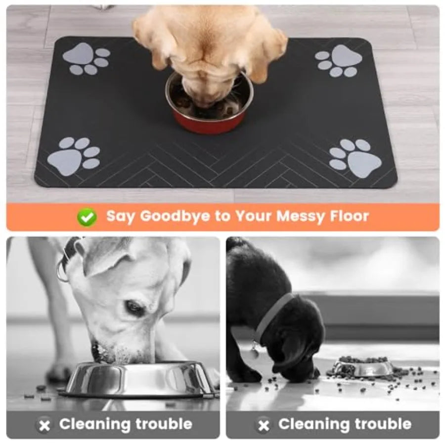 Pet Feeding Mat Absorbent Placemat For Bowls Waterproof Backing Quick Dry