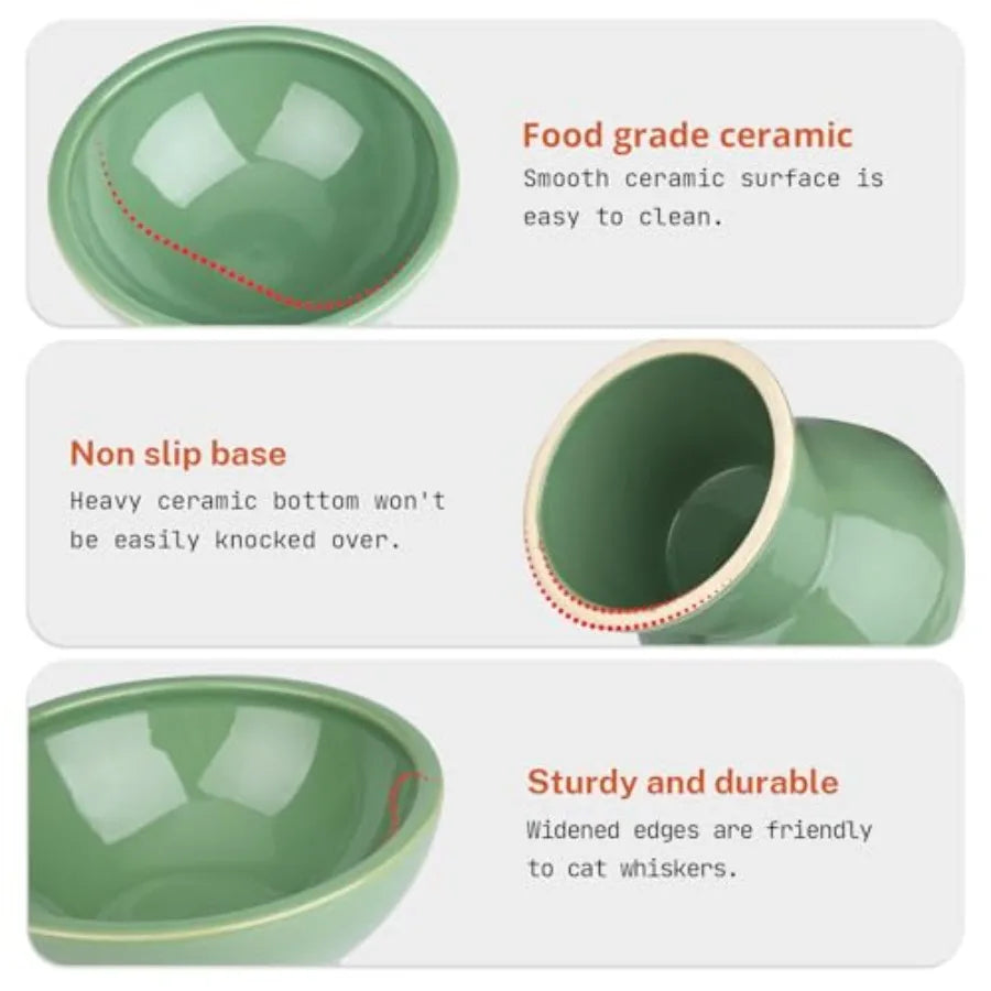 Wooden Elevated Cat Bowls Set of 2 for Indoor Cats Whisker Fatigue Prevention