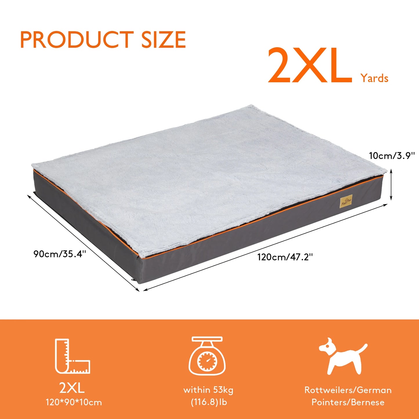 Large Orthopedic Dog Bed With Padded Foam Cushion And Waterproof Removable Cover