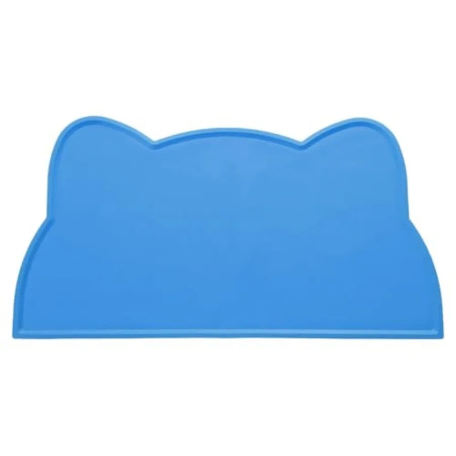 Cat Feeding Mat 17x9 Inch Silicone Non Slip Waterproof Tray With Raised Edge