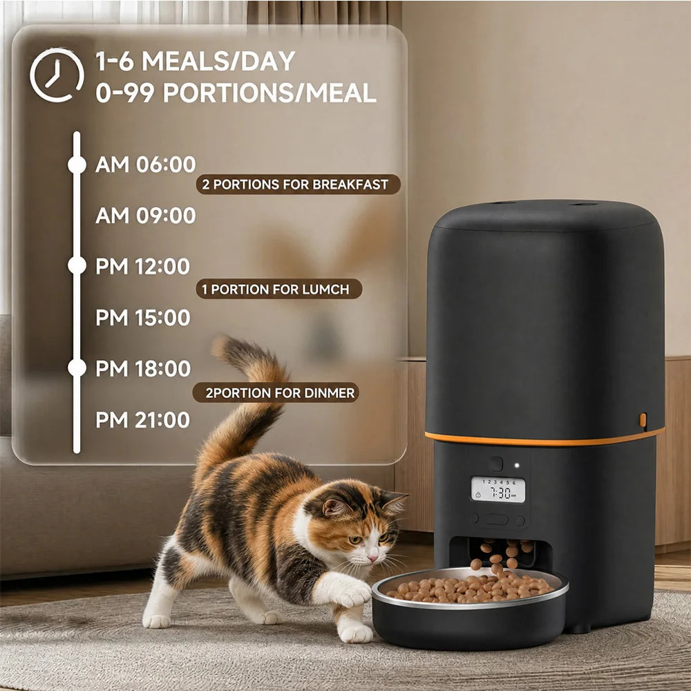 Nityers 4L Automatic Cat Feeder With Timer Voice Recorder And Dual Power Supply