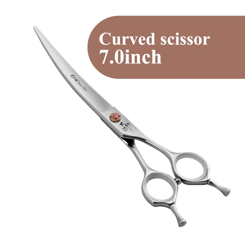 Fenice 7 Inch Stainless Steel Dog Grooming Scissors Curved Thinning Shears